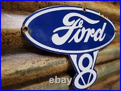 Vintage 1939 Ford Porcelain Sign Old Car Auto Parts V8 Fomoco Automobile Sales