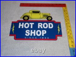 Vintage 1950 Hot Rod Shop Auto Parts Lightning 12 Metal Car Gasoline & Oil Sign