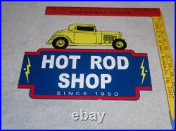 Vintage 1950 Hot Rod Shop Auto Parts Lightning 12 Metal Car Gasoline & Oil Sign