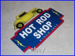 Vintage 1950 Hot Rod Shop Auto Parts Lightning 12 Metal Car Gasoline & Oil Sign