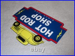 Vintage 1950 Hot Rod Shop Auto Parts Lightning 12 Metal Car Gasoline & Oil Sign