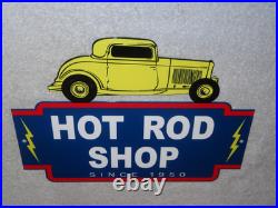Vintage 1950 Hot Rod Shop Auto Parts Lightning 12 Metal Car Gasoline & Oil Sign