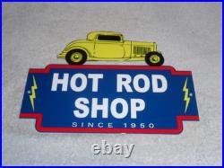 Vintage 1950 Hot Rod Shop Auto Parts Lightning 12 Metal Car Gasoline & Oil Sign