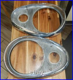 Vintage 1950's GM Buick Pair of Chrome Headlight Bezels with Screws OEM Car Part
