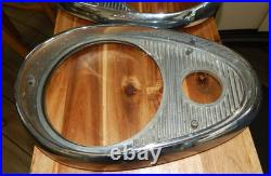 Vintage 1950's GM Buick Pair of Chrome Headlight Bezels with Screws OEM Car Part