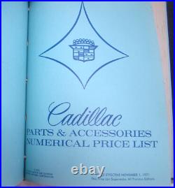 Vintage 1952 Cadillac Master Parts List 1971 Master Parts & Accessories Catalog