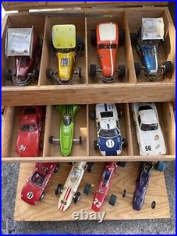 Vintage 1960's Hoffman Slot Car Box & Race Cars Lot Custom Super Mod Outlaws