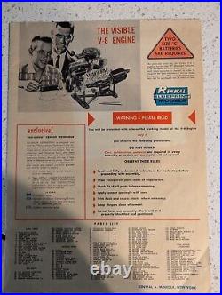 Vintage 1960s Renwal Model The Visible V8 Engine Model Assembly Kit See Descrip