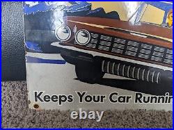 Vintage 1961 Car Truck Suv Parts Porcelain Metal Advertising Sign 10 X 15