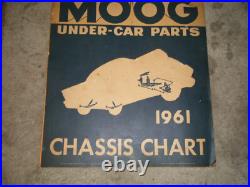 Vintage 1961 MOOG Chassis Car Parts Chart Cadillac Corvette T-Bird Auto Shop
