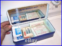 Vintage 1962 rare original GM CHEVROLET promo safety First aid auto kit case box