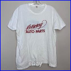 Vintage 1970s Holiday Auto Parts Hot Rod Car T-Shirt Hanes 70s Racing Tee