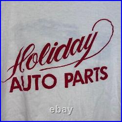 Vintage 1970s Holiday Auto Parts Hot Rod Car T-Shirt Hanes 70s Racing Tee