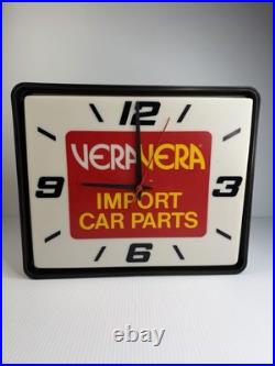 Vintage 1985 Vera Import Car Parts Lighted Dualite Collectible Clock 17 Works