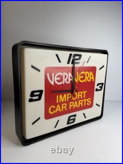 Vintage 1985 Vera Import Car Parts Lighted Dualite Collectible Clock 17 Works