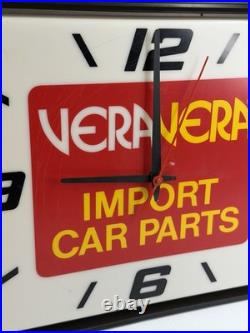 Vintage 1985 Vera Import Car Parts Lighted Dualite Collectible Clock 17 Works