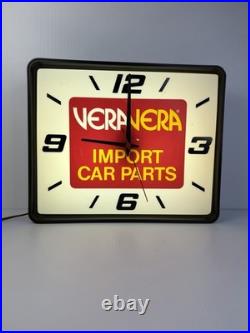 Vintage 1985 Vera Import Car Parts Lighted Dualite Collectible Clock 17 Works