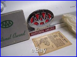 Vintage 50s AAA Chrome license plate topper nos auto tool gm car kit nos box old