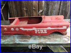 Vintage 50s era Fire Chief Pedal Car Metal Toy Ride Repair/Parts
