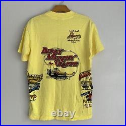 Vintage 70's Hanes Beefy-T Dragster Racing Auto Parts Test Printed AOP T-shirt