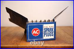 Vintage AC Spark Plugs Parts Book Catalog Holder Metal sign rack GM Car Auto
