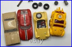 Vintage AFX Slot Car Parts Lot Race Car 4 Bodies, Chassis, Motors, Axels