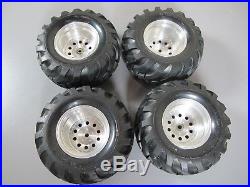 Vintage Aluminum See's Wheels Rims for Tamiya 1/10 Blackfoot Front & Rear +Tires