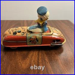 Vintage Antique Linemar Disney Donald Duck Wind-Up Car Tin SEE PHOTOS? PARTS