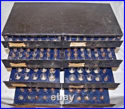 Vintage Auto Light Bulb Cabinet with 228 Bulbs Industrial Parts Drawer Chest