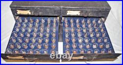 Vintage Auto Light Bulb Cabinet with 228 Bulbs Industrial Parts Drawer Chest