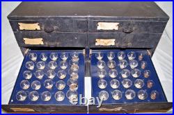 Vintage Auto Light Bulb Cabinet with 228 Bulbs Industrial Parts Drawer Chest