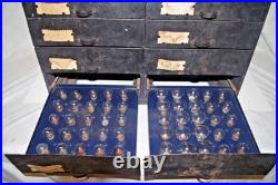 Vintage Auto Light Bulb Cabinet with 228 Bulbs Industrial Parts Drawer Chest