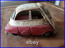 Vintage BANDAI of Japan Tin Friction BMW ISETTA Toy Car PARTS or RESTORE ONLY