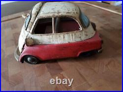 Vintage BANDAI of Japan Tin Friction BMW ISETTA Toy Car PARTS or RESTORE ONLY