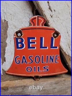 Vintage Bell Porcelain Sign Gasoline Oil Gas Pump Plate Service Car Parts Garage