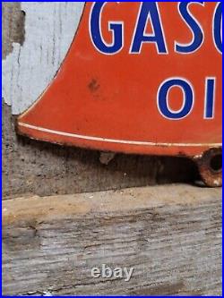 Vintage Bell Porcelain Sign Gasoline Oil Gas Pump Plate Service Car Parts Garage