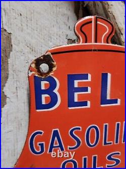 Vintage Bell Porcelain Sign Gasoline Oil Gas Pump Plate Service Car Parts Garage