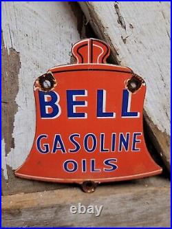 Vintage Bell Porcelain Sign Gasoline Oil Gas Pump Plate Service Car Parts Garage