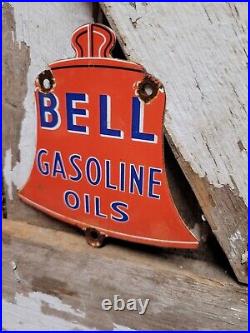 Vintage Bell Porcelain Sign Gasoline Oil Gas Pump Plate Service Car Parts Garage