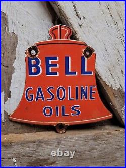 Vintage Bell Porcelain Sign Gasoline Oil Gas Pump Plate Service Car Parts Garage