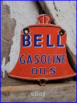 Vintage Bell Porcelain Sign Gasoline Oil Gas Pump Plate Service Car Parts Garage