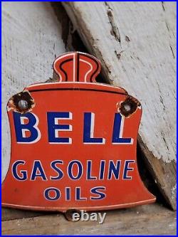 Vintage Bell Porcelain Sign Gasoline Oil Gas Pump Plate Service Car Parts Garage