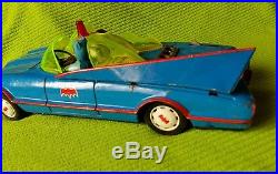 Vintage Blue Batmobile Batman Tin Toy Car Battery Operated for parts