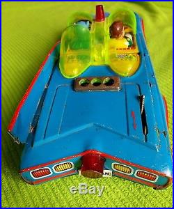 Vintage Blue Batmobile Batman Tin Toy Car Battery Operated for parts