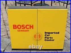 Vintage Bosch Germany Metal Imported Car Parts Center Cabinet, 30 x 24
