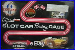 Vintage Carrying Case With 3 Vintage 1/24° Slot Cars & Parts