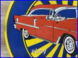 Vintage Chevrolet Porcelain Sign We Use Genuine Parts Chevy Bowtie Car Dealer