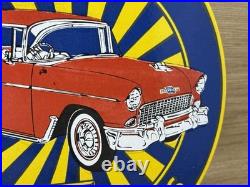 Vintage Chevrolet Porcelain Sign We Use Genuine Parts Chevy Bowtie Car Dealer