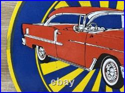 Vintage Chevrolet Porcelain Sign We Use Genuine Parts Chevy Bowtie Car Dealer