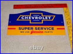 Vintage Chevrolet Super Service We Use Genuine Parts 1' Metal Gas Car Truck Sign
